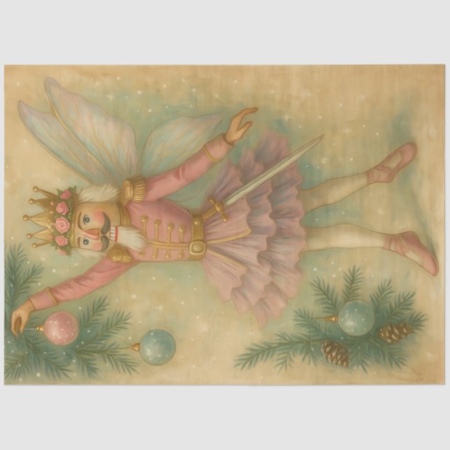 Papel De Seda Sugarplum Fairy Nutcracker • Pink Christmas  (Frente )