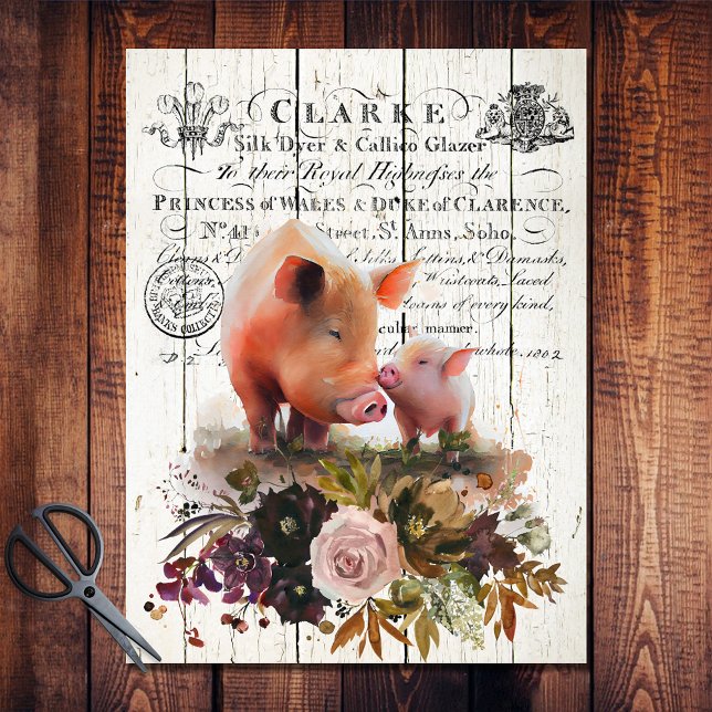 Papel De Seda Suínos Florais Duroc (Criador carregado)