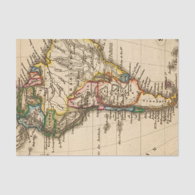 Papel De Seda Sul - mapa americano (Frente )