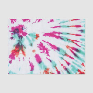 Papel De Seda Summer Artsy Girly Neon Teal Pink Tie Dye Padrão
