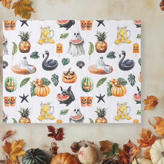 Papel De Seda Summerween Verão Halloween Tropical Gótico (Criador carregado)
