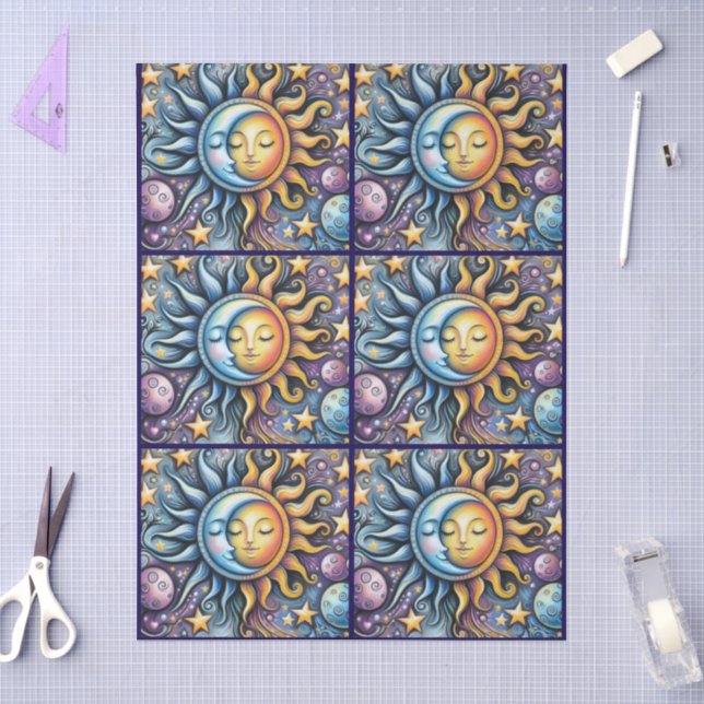 Papel De Seda Sun Moon Stars Whimespage (Arte )