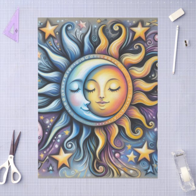 Papel De Seda Sun Moon Stars Whimespage (Arte )