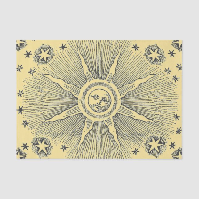 Papel De Seda Sun Stars Antiguamente Night Sky Medieval Zodieval (Frente )