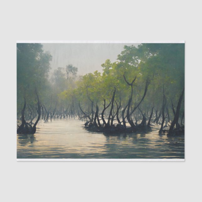Papel De Seda Sundarbans Mangrove Forest River Trees (Frente )