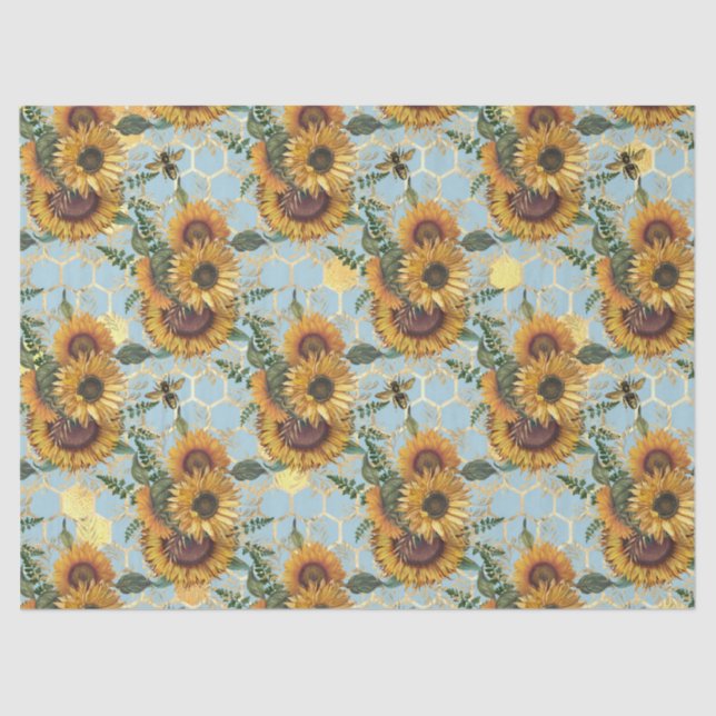 Papel De Seda Sunflower and Bee Series Design catorze (Frente )