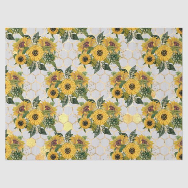 Papel De Seda Sunflower and Bee Series Design quatro (Frente )
