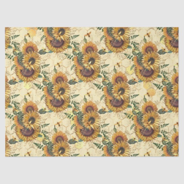 Papel De Seda Sunflower and Bee Series Design três (Frente )