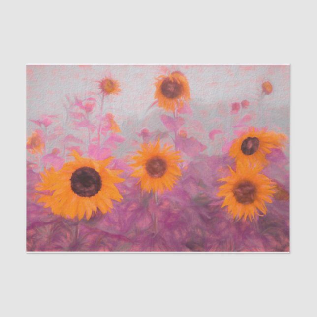 Papel De Seda Sunflower Field Yellow Orange Purumn (Frente )