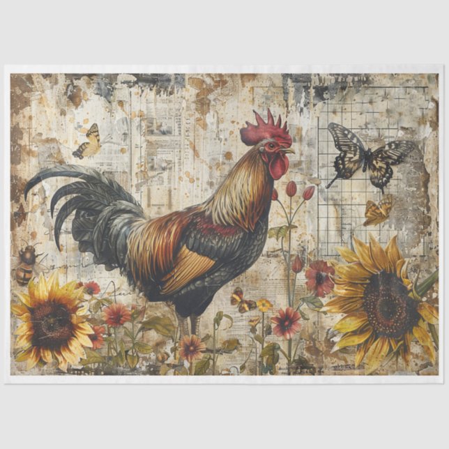 Papel De Seda Sunflower Rooster (Frente )