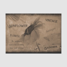 Papel De Seda Sunflower Sepia Brown Vintage Ephemera Antiquada