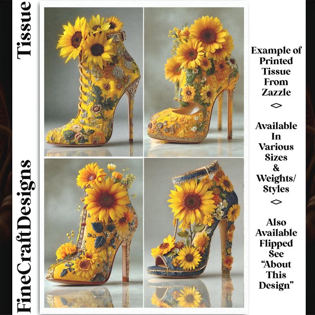 Papel De Seda Sunflower Stiletto Heel Art DT3L Disoupage (Criador carregado)