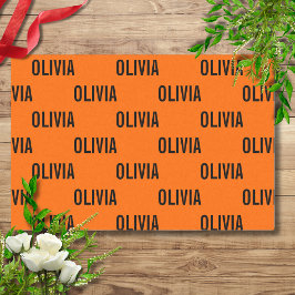 Papel De Seda Sunset Orange Modern Name | Tendência minimalista