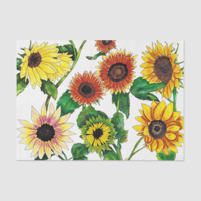 Papel De Seda Sunshine Sunflowers Tissue Paper (Frente )