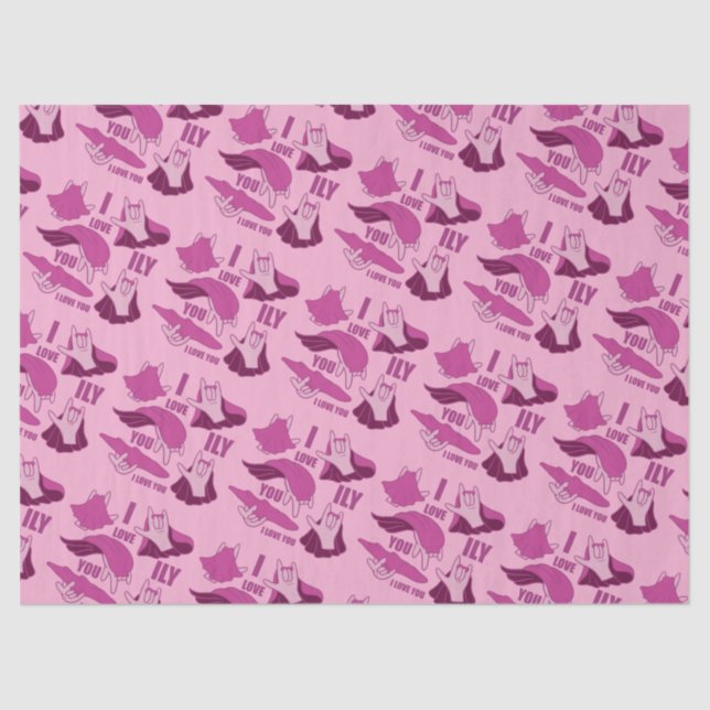 Papel De Seda Super-herói ILY - Design ASL (Frente )