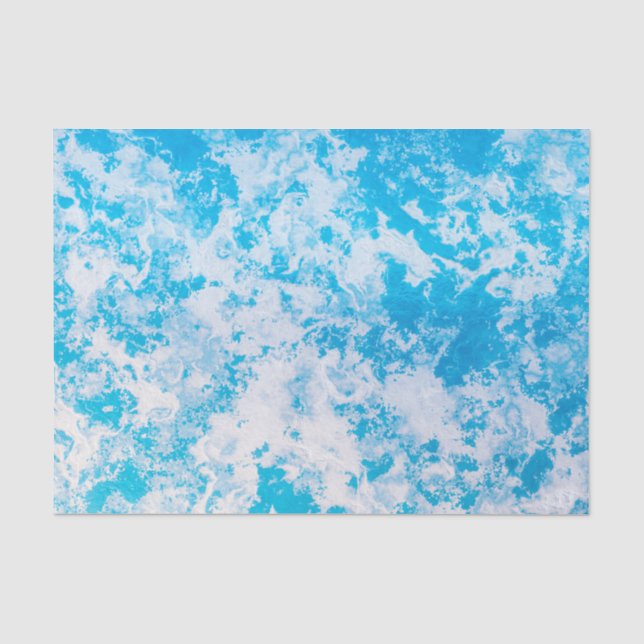 Papel De Seda Superfície do planeta de gelo azul e branco (Frente )