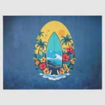 Surfboard de na moda com flores tropicais exuberan