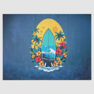 Papel De Seda Surfboard de na moda com flores tropicais exuberan