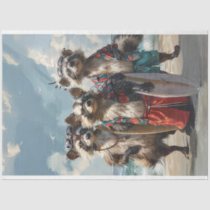 Papel De Seda Surfing Skunks na Praia Decoupage