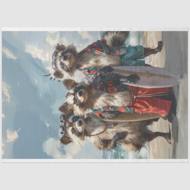 Papel De Seda Surfing Skunks na Praia Decoupage (Frente )