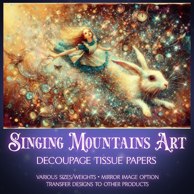 Papel De Seda Surreal Wonderland Rabbit Hole Fantasy Decoupage (Criador carregado)
