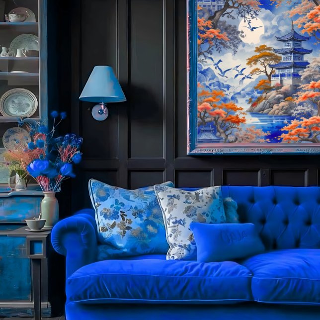 Papel De Seda Suspiros Elegantes da Decoupage Azul Cobalto Orien (Criador carregado)