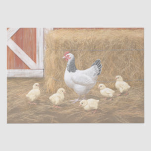 Papel De Seda Sussex Chicken Mama Hen e Pintinhos