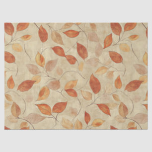 Papel De Seda Sussurro de Outono - Folhas de Outono em Tons Terr