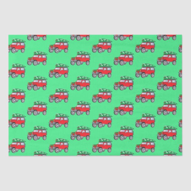 Papel De Seda SUV fora da estrada com árvore de Natal (Frente )