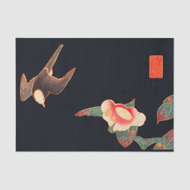 Papel De Seda Swallow e Camellia (1900) apresentada por Ito Jaku (Frente )