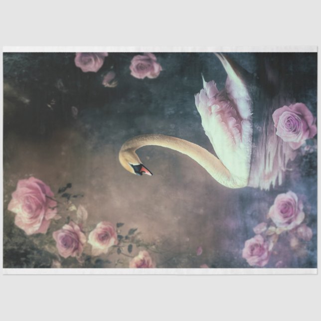 Papel De Seda Swan Lake Fantasy, Moody Eetal e Floral (Frente )