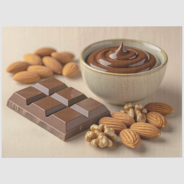 Papel De Seda Sweet Chocolate, Chocolate Paste Bowl And Raw Nuts (Frente )