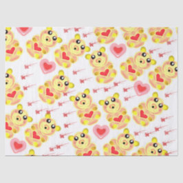 Papel De Seda Sweet Heart Bear Nursery Pattern