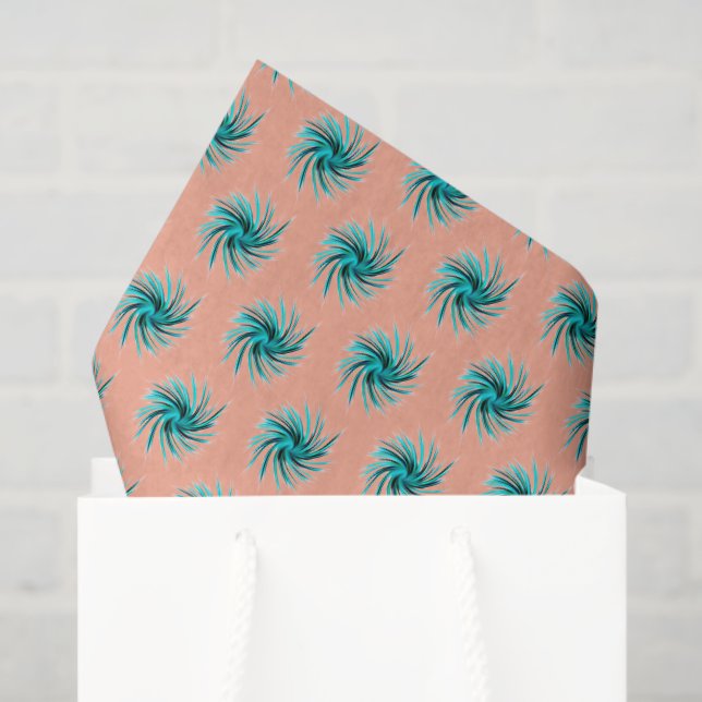 Papel De Seda Swirl Pattern - Teal Green Blue Peach Pink (Sacola de presentes)