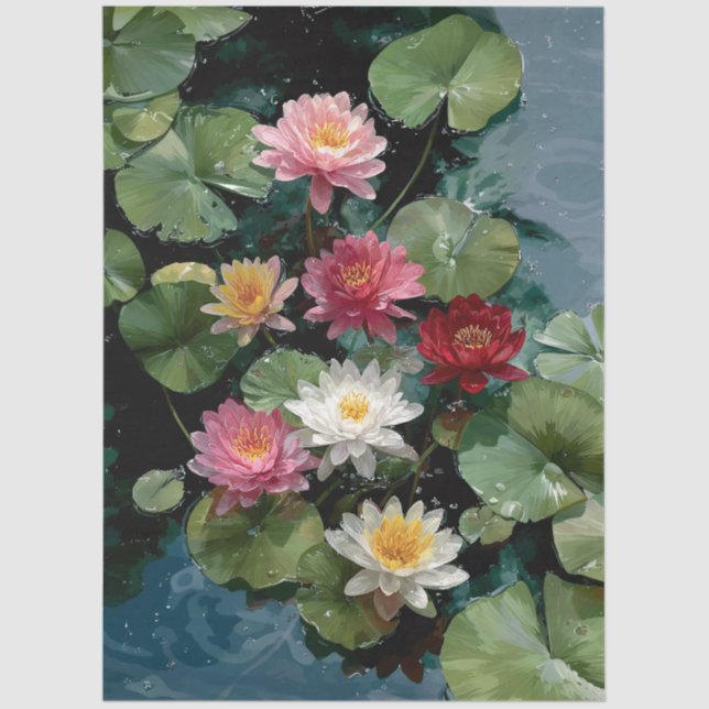Papel De Seda Symphony of Water Lilies Decoupage (Frente )