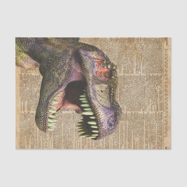 Papel De Seda T-rex, tiranossauro, arte da antiguidade do (Frente )