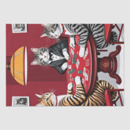 Papel De Seda Tabby Cats Reproduzindo Poker