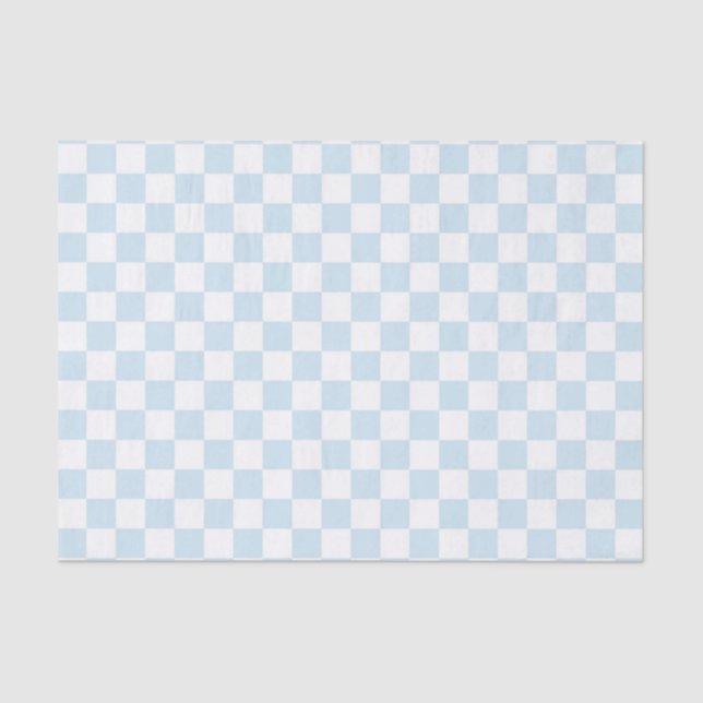Papel De Seda Tabuleiro de damas azul e branco Pastel (Frente )