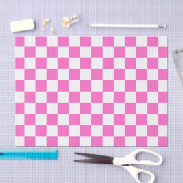 Papel De Seda Tabuleiro de xadrez rosa visual clássico