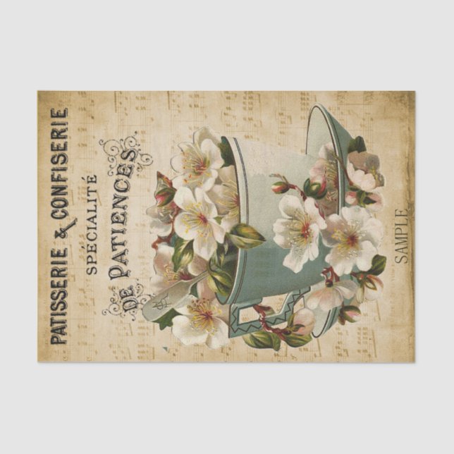 Papel De Seda Taça Francesa de Flores (Frente )