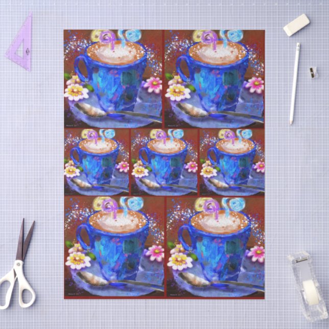 Papel De Seda Taça Whimsical de Café Latte Espresso Decoupage (Arte )