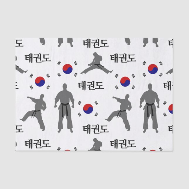 Papel De Seda Taekwondo Fighter Arte Marcial 태 권 도 Bandeira da C (Frente )