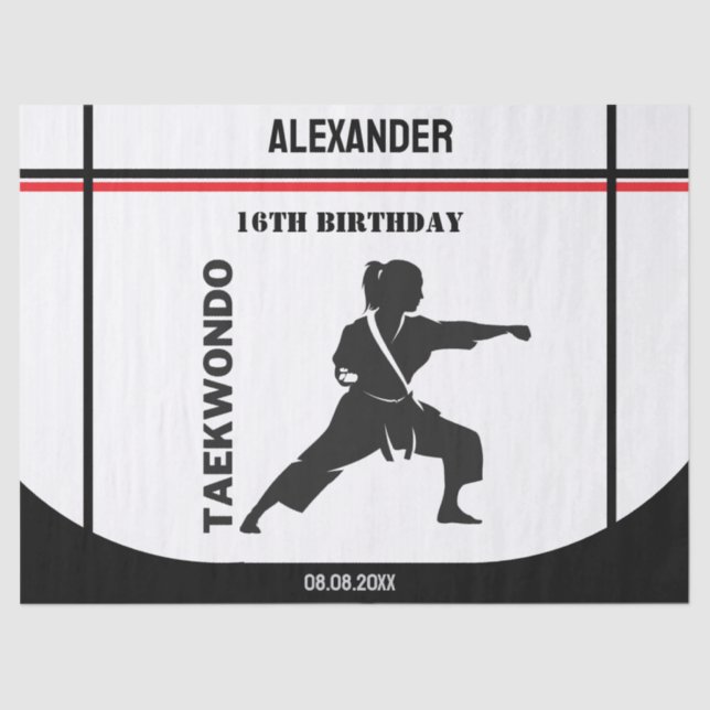 Papel De Seda Taekwondo Player, Birthday Gift, Team Karate  (Frente )