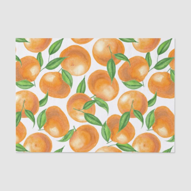 Papel De Seda Tangerinas de aquarela (Frente )