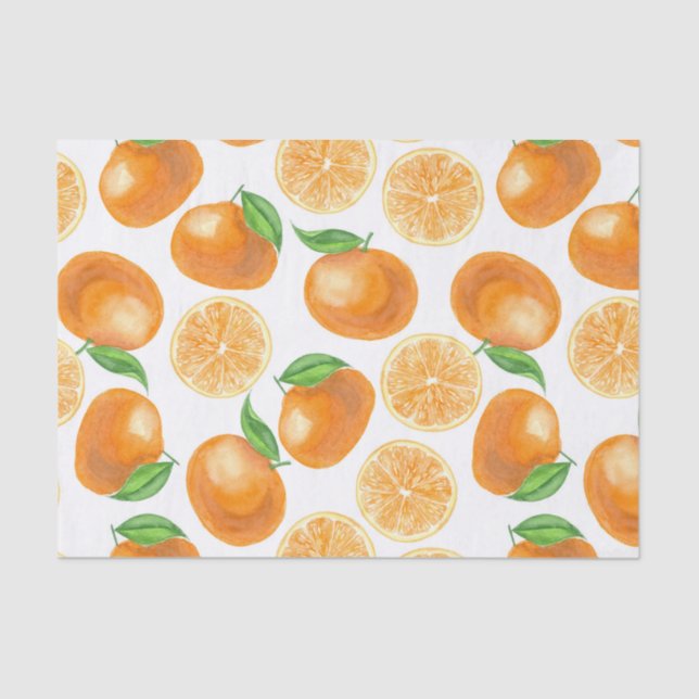 Papel De Seda Tangerinas de aquarela (Frente )