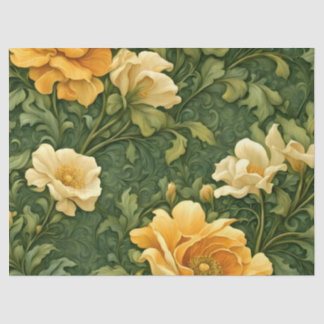 Papel De Seda Tapeçaria Floral Dourada