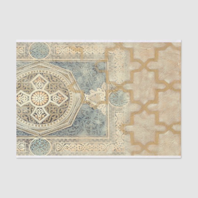 Papel De Seda Tapeçaria Ornamental com Ornamentado Geométrico (Frente )