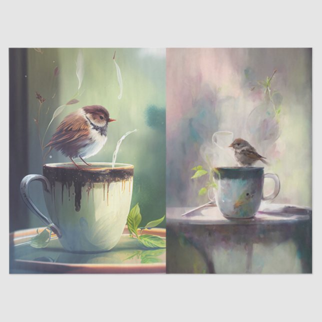 Papel De Seda Tarde Chá e Twitters (Frente )