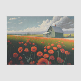 Papel De Seda Tarde Vermelha Poppy, na Fazenda