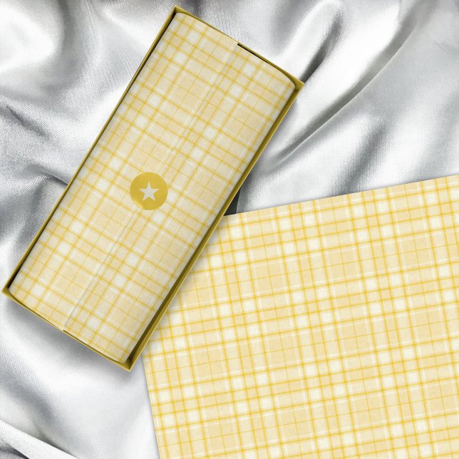 Papel De Seda Tartan - Amarelo médio a amarelo escuro (Tartan - Medium Yellow to Dark Yellow Tissue Paper by Leapfroglisics Shop)